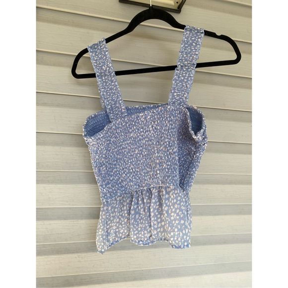 Japna NWT Blue Animal Print Spring Peplum Blouse, Size Large - Picture 2 of 4